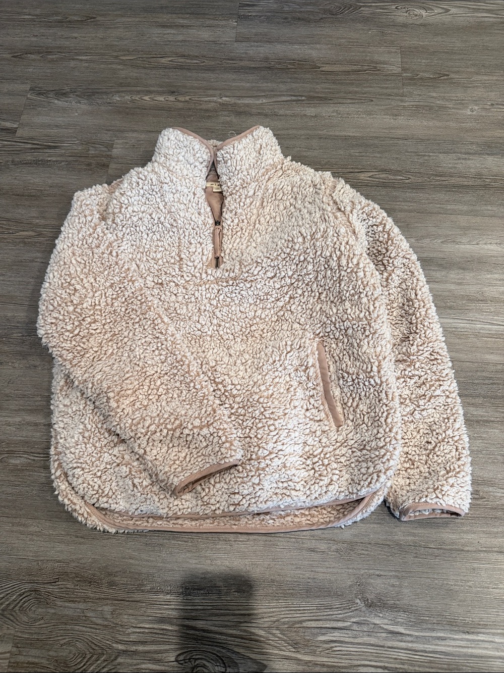 miami Plush Sherpa Jacket in Light Pink and Cream
